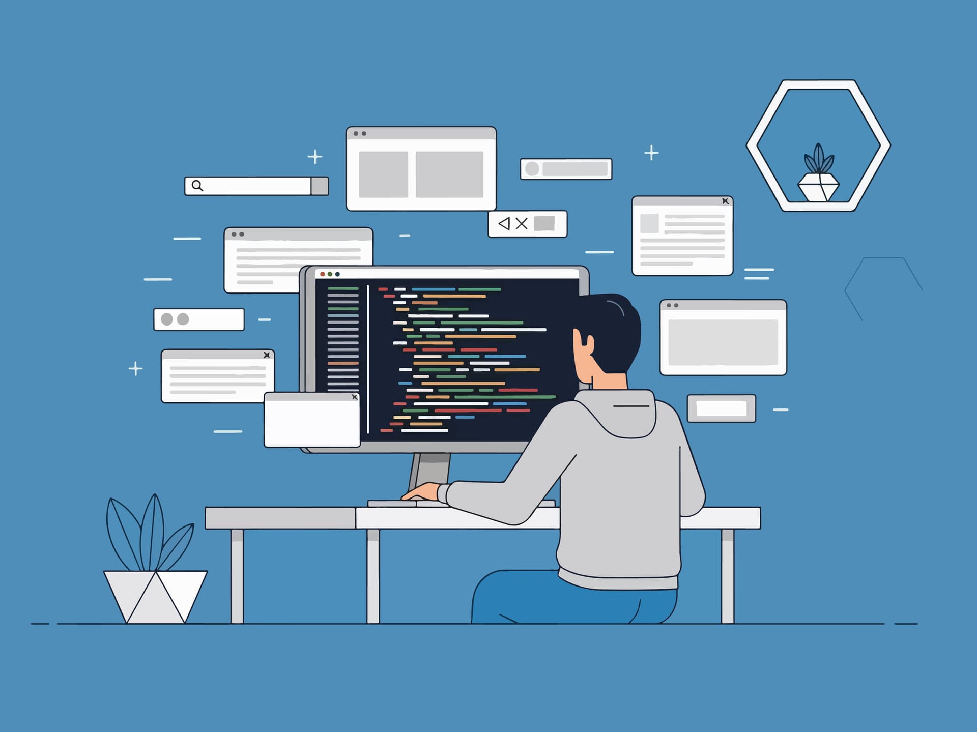 Software developer working on code at Zooft Technologies